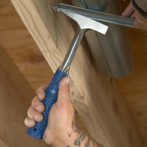 12 Oz Tinner's Cross Peen Hammer for Sheet Metalwork, USA Made With Forged Steel Construction and Shock Reduction Grip in use