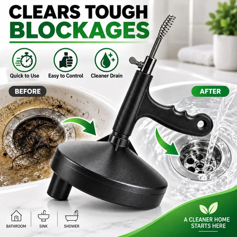 Professional Grade 25ft Manual Drain Auger And Drain Snake With Gloves for clearing tough clogs in bathroom sinks.