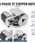 Kick Your CNC Router Setup Right Up With This Heavy Duty 4th Axis Rotary Table Boasting A NEMA 57 Stepper Motor ER32 Collet Chuck And Buttery Smooth Spinning Hollow Shaft Ideal For Cylindrical Engraving Milling And Custom Fabrication Jobs - Close-up of 2-phase 57 stepper motor with durable aluminum body.