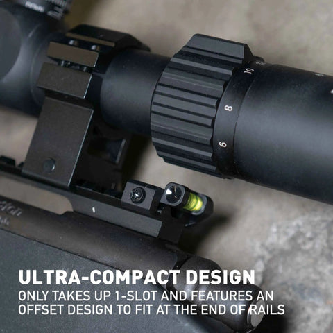 Low Profile Picatinny Anti Cant Level Bubble mounted on rifle scope for accurate shots