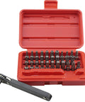 Torx Bit Set With Mini Ratchet Wrench 1/4 Inch Drive 34-Piece Kit For Security Torx Screws Chrome Vanadium Bits in red case