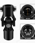 3/4 Inch Double-D Steering Universal Joint Black Round U Joint for Cars and Trucks, 96mm Length, 40Cr Alloy Steel, Front View