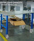 5 Inch Non Marking Rubber Caster Wheels With 3/8 Inch Bore Axle Heavy Duty Cart Rollers on a table with a 350lbs load capacity.
