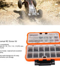 Universal RC Screws Set 537 Piece Hardware Kit For 1/8 1/10 1/12 1/16 Scale Cars Trucks Buggies And Crawlers With Durable Storage Box And Wide Compatibility For HPI Axial And More, orange case open
