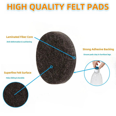 Premium Self Adhesive Felt Pads 3 8 Inch Round Cabinet Door Stoppers And Furniture Bumpers For Hardwood Surfaces Tough Sticky Back Glides Smooth As Silk No Scratch Guarantee 234 Pieces Brown with laminated fiber core and strong adhesive backing