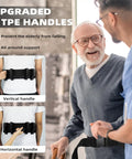 Gait Belt With Easy Grab Handles For No Fuss Transfers And Smooth Mobility Support in use, showing vertical and horizontal handles.