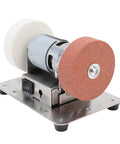 Jiawu 100W Mini Bench Grinder With 7-Speed Control And Adjustable Motor, compact electric grinding tool with dual discs.