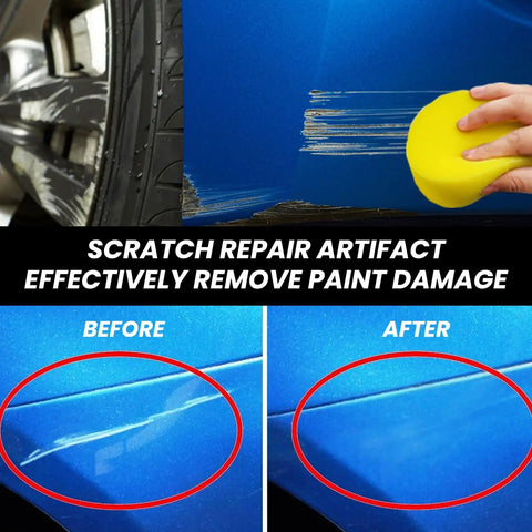 Instant Scratch Eraser Kit For Cars Light To Medium Scratches And Swirls That Vanish In Minutes No Fuss Universal Auto Paint Repair Polish Safe On All Car Colors DIY Easy Car Detailing Solution demonstration with before and after comparison