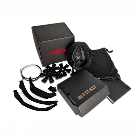 Old School Low Pro Certified Helmet With Deep Fit And SlimTech Core, black fit kit, accessories, packaging, for skateboarding and cycling.