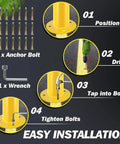 Installation steps for Heavy Duty Steel Safety Bollard Posts With Anchor Kit For Parking Barriers And Driveways Built Like A Tank.