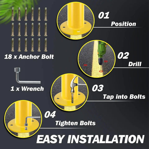 Installation steps for Heavy Duty Steel Safety Bollard Posts With Anchor Kit For Parking Barriers And Driveways Built Like A Tank.