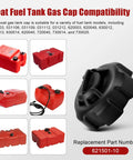 Image of various boat fuel tank models and Marine Vented Cap 62150110, compatible with listed models including 031103, 031106.