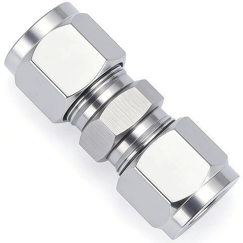 Lophtnix 304 stainless steel compression tube fitting union with double ferrules, 3/8 in OD x 3/8 in OD, pack of 2