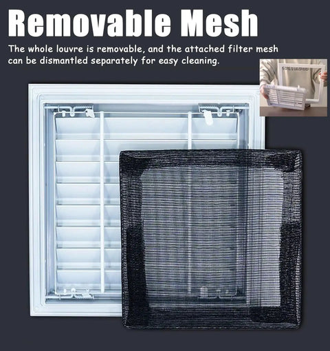 Top Notch White Louvered Access Door Vent With Detachable Mesh Cover For Wall And Ceiling Inspection Hatch showing removable mesh for easy cleaning.