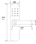 Diagram of Bluetooth Digital Lock With Code Card Fingerprint App And Key Unlocks For Right Hand Doors showing dimensions.