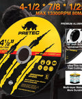 PRETEC 4-1/2 in metal cutting wheel with 7/8 in arbor for angle grinder; thin, fast-cutting disc; 50+5 pack