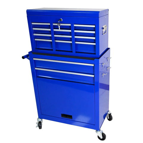 Badass 8 Drawer Rolling Tool Chest Modular Detachable Design Heavy Duty Workhorse For Garage Shop And Mechanic Large Capacity Storage Cabinet With Multiple Compartments For Professional Use, blue metal, eight drawers, mobile unit