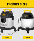 Front and back view of 4 Gallon Wet And Dry Shop Vac With 4 Peak HP Stainless Steel Tank 3 In 1 Blower Heavy Suction Portable Vacuum