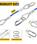 Heavy Duty Trailer Safety Cables Set 12 Inch Extension Tow Cables With Snap Hook Latches 12000 Lbs Load Capacity, product size details