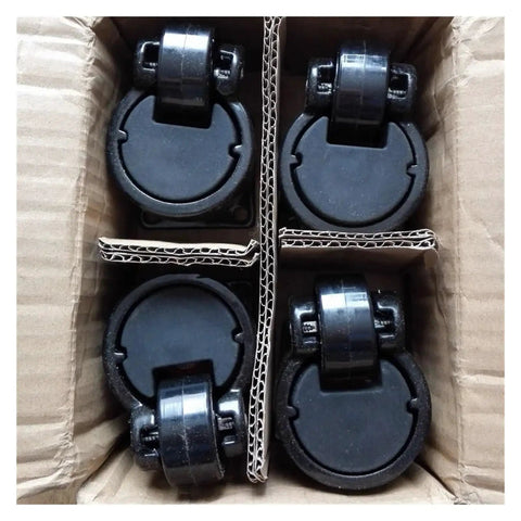 Hardcore Heavy Duty Leveling Casters Four Pack Industrial Support Roller Wheels With Adjustable Threaded Base For Solid Machinery Setup And Smooth Rolling On Any Shop Floor in packaging.