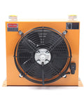 Front view of 60W Hydraulic Oil Cooler With 110V 60Hz AC High Power Fan Radiator Heat Exchanger 100 Liters Per Minute Flow Forced Oil Cooler