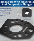 GEAROLL stainless steel pinion yoke wrench; black square plate with central 1/2-inch hole and multiple slots