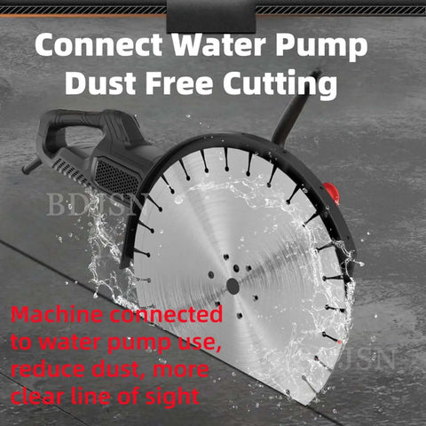 Heavy Duty Badass Electric Wall Grooving Machine Featuring Slick Depth Adjustments Up To Eleven Inches with water pump for dust-free cutting.