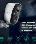 Battery Powered Outdoor Security Camera With Spotlight, 2K HD Wireless WiFi, AI Motion Detection And Recognition, Siren, color night vision