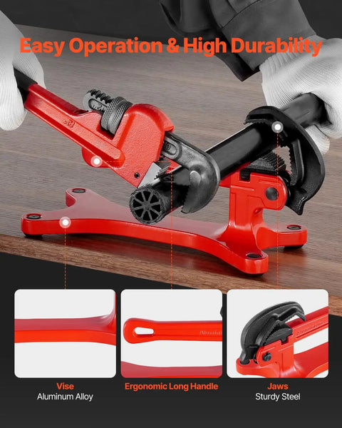Portable Aluminum Pipe Vise for Onsite Plumbing Jobs, Ultra Lightweight Clamp Tool with ergonomic handle and sturdy jaws in use