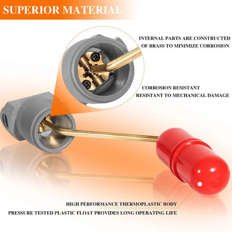 Deep Well Water Tank Air Volume Control Valve 1-1/4 In MNPT And 1/4 In PTF SAE with brass internals and red plastic float