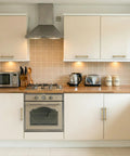 Modern kitchen with 10 Pack Champagne Bronze Cabinet Pulls 5 Inch 128mm Handle Set For Kitchen Cabinets And Bathroom Drawers.