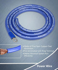 Heavy Duty Big 3 Power Upgrade Kit, 1/0 Gauge Main Cable And Ground Strap For Whips And Rigs, blue copper cable with ring terminal