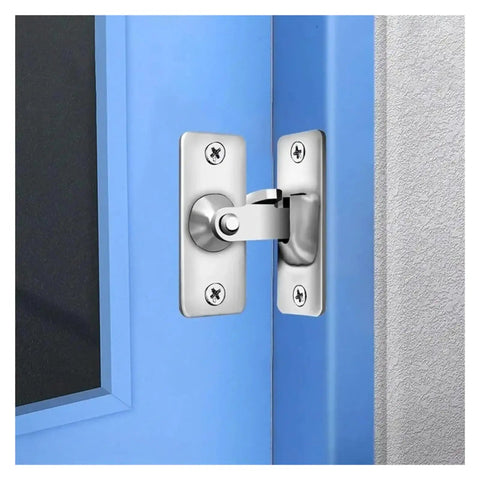 Heavy Duty Toggle Latch Bolt for 90 Degree Steel Cabinet Fastener shown mounted on a blue sliding door