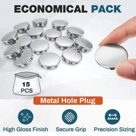 Economical pack of 30 Pack Nickel Plated Steel Snap In Hole Plugs For 1/2 Inch And 3/4 Inch Exposed Knockout Holes No Welding Required