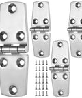 Beefy Marine Grade 316 Stainless Steel Boat Hatch Hinges 4 x 1.5 Inches With Screws, Heavy Duty Cabinet Door Hinges, 4 Pack