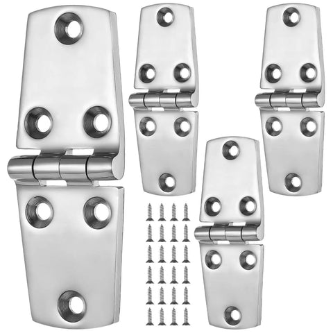 Beefy Marine Grade 316 Stainless Steel Boat Hatch Hinges 4 x 1.5 Inches With Screws, Heavy Duty Cabinet Door Hinges, 4 Pack