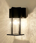 Dusk To Dawn Exterior Wall Light With Crackle Glass Sensor, Modern Outdoor Wall Mount Fixture for front door casting light pattern