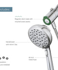 Detachable Round Handheld Shower Head With Magnetix Docking System Chrome Finish 60 Inch Hose Infiniti Dial With Unlimited Spray Modes Eco Performance Shower Accessory Versatile Water Pressure And Coverage
