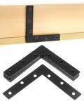 Rock Solid Heavy Duty Flat L Brackets For Wood And Furniture Repair 8 Pack Matte Black Corner Brace Support with wood