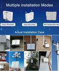 Outdoor PoE Switch With Ten Ports And Two Gigabit Uplinks installation examples on poles and walls.