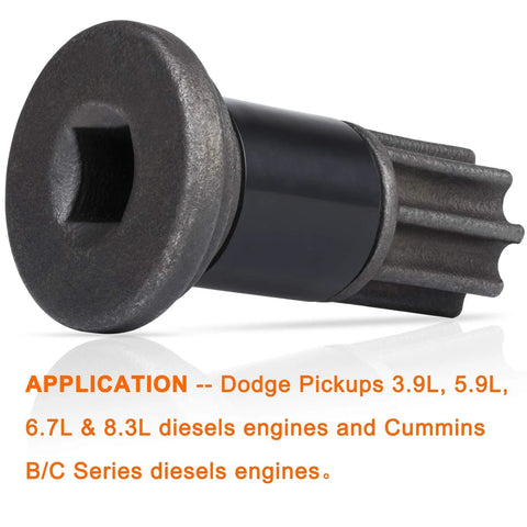 13mm injection pump idle lock nut wrench with engine barring tool and gear puller; black metal, front view