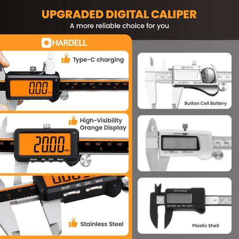 Top Shelf Six Inch Digital Caliper With Usb C Recharging Battery And Vivid Orange Screen Built Solid For Precise Measurements Machining And Weekend Diy Projects