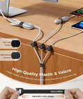 Ultimate Cable Management Kit With 10 Magnetic Rotatable Clips And 40 Reusable Velcro Cord Straps for tidy desk organization.