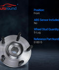 Front view of Front Wheel Hub Bearing Assembly Pair For Ford Escape 2001-2012, Mazda Tribute 2001-2011, Mercury Mariner 2005-2011
