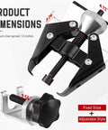 Windshield Wiper Arm Removal Tool Kit Pro Grade Beefed Up Heavy Duty Battery Terminal Puller And Windscreen Arm Bearing Remover Adjustable Wiper Arms For Cars Trucks SUVs Repair Tools featuring dimensions and fixed plus adjustable styles.