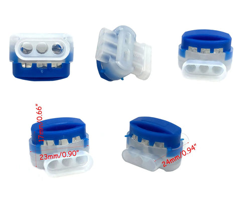 Waterproof 3 Way Wire Connectors Kit With Self Stripping Pigtail Connectors For 22 To 14 AWG Cables, flame retardant nylon
