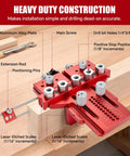Professional Dowel Jig Kit With Secure Position Stop And Heavy Clamp For Rapid Five Hole Drilling features aluminum alloy plate and laser-etched scales.
