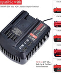 V20 Battery Fast Charger Replacement with 2 USB Ports for 20V Max Lithium Ion Batteries, compatible with CMCB202 CMCB204 CMCB206