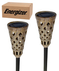 Ceramic Solar Tiki Torches With Flickering Flame Two Pack Outdoor Solar Lights For Yard And Home Decor IP65 Waterproof