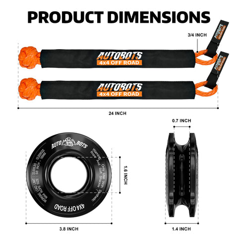 Soft Shackle Recovery Kit 3/4 Inch By 24 Inch 66,200 Lb Break Strength Two Pack With Snatch Ring Tow Shackle dimensions